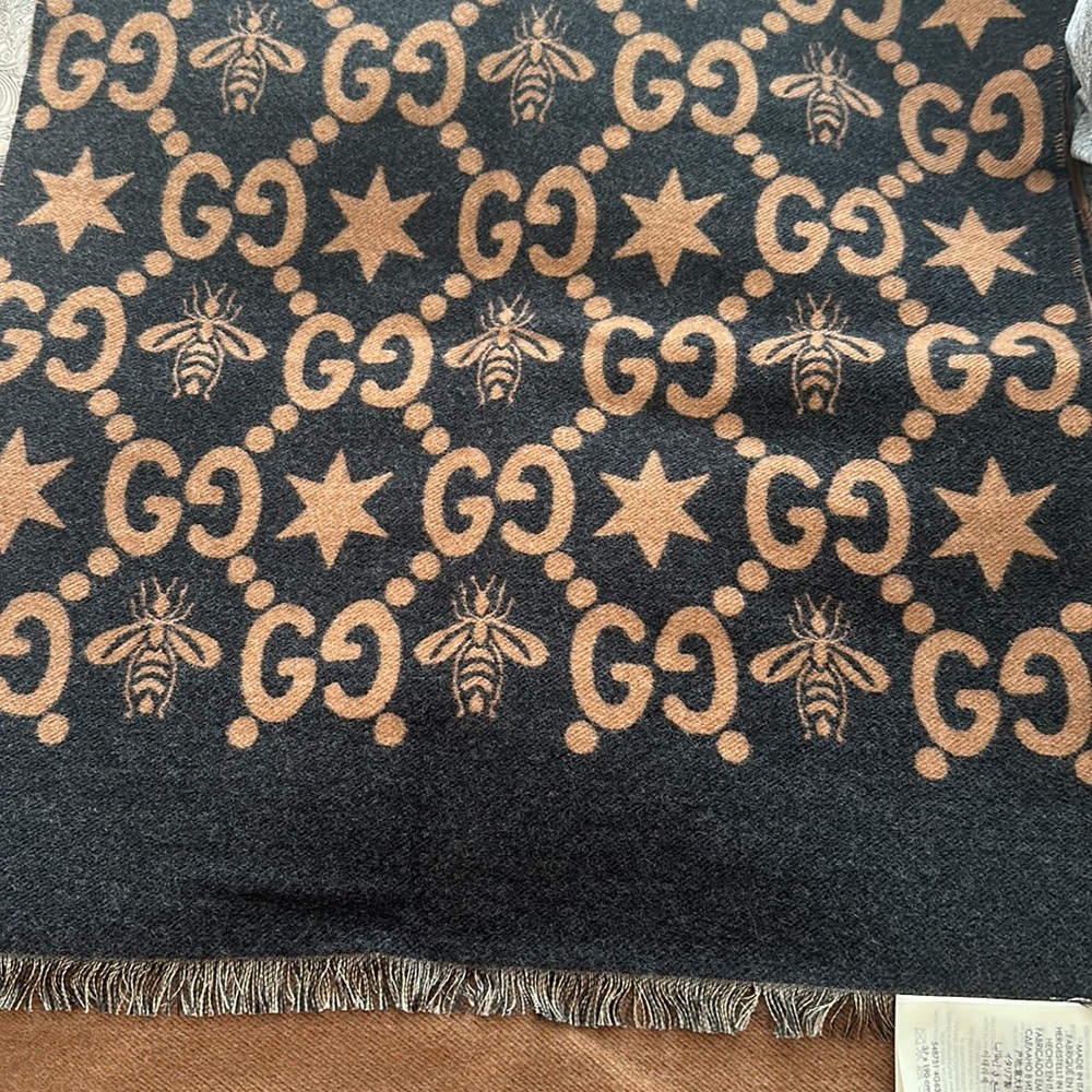 Gucci unisex Bees and stars GG jacquard scarf - Picture 5 of 10